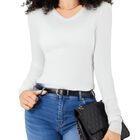 Suéter para Mujer de Manga Larga con Cuello en V Unitalla Sweater Dama de Punto SUET-1003 Blanco Formal