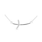 Gargantilla Cruz Oro Blanco 14k 5pts Diamante