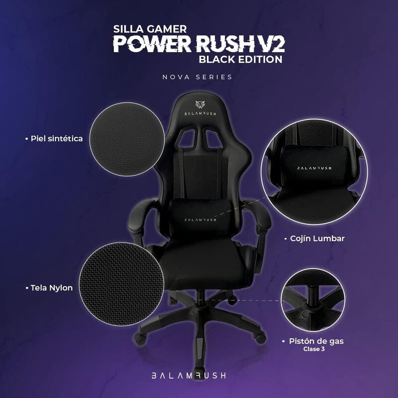 Balam Rush Silla Gamer Power V2 hasta 120kg Neg... image number null