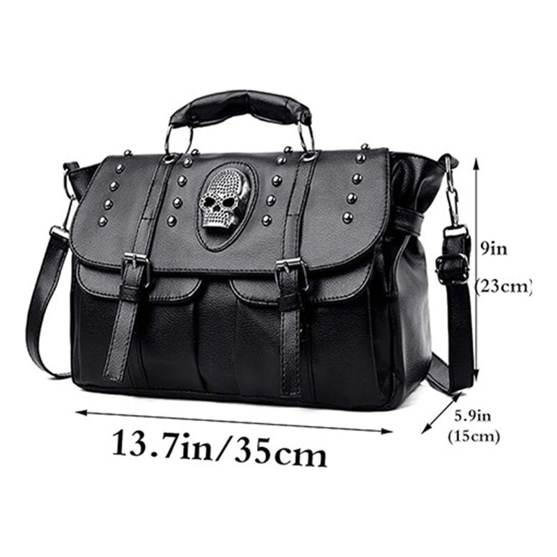 Bolso Tote Negro con Remaches Calavera image number null