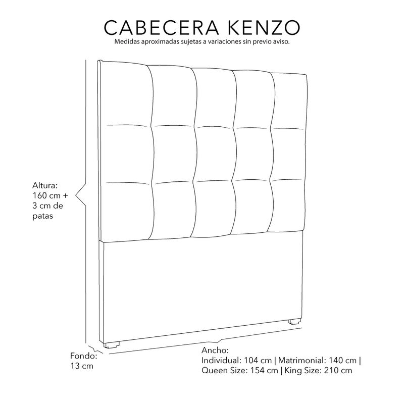 Cabecera Queen Size Dicasa Kenzo Negro image number null