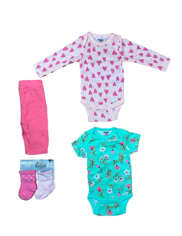 Kit 4 Piezas Bebé Niña Onesies Pañaleros, Panta... image number null