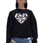 Sudadera De Cuello Redondo Word Art Para Mujer - Coraz&oacute;n de Gato - Negro