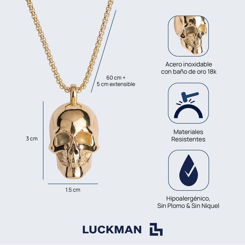 Collar Hombre Dije Calavera, Cadena Acero Inoxi... image number null