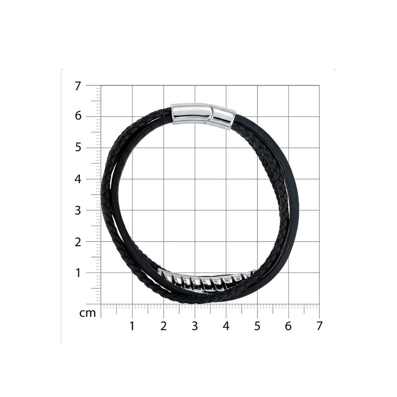Pulsera De Acero Color Negro Y Blanco Con Piel ... image number null