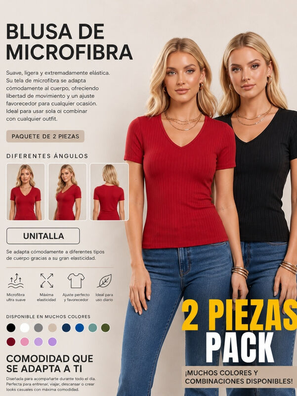 Pack De Blusas Casuales, Manga Corta Y Ajuste E... image number null