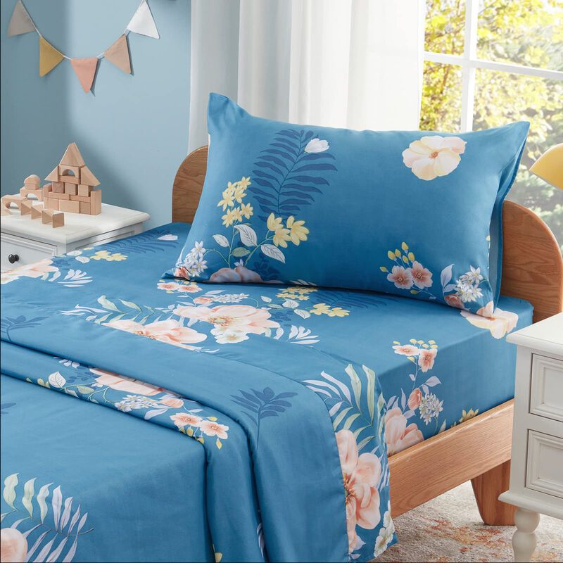 Juego De S&aacute;banas Homiest Twin Azul Con Estampad... image number null