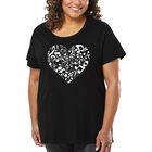 Camiseta De Talla Grande Word Art Para Mujer - Coraz&oacute;n Musical- Negro