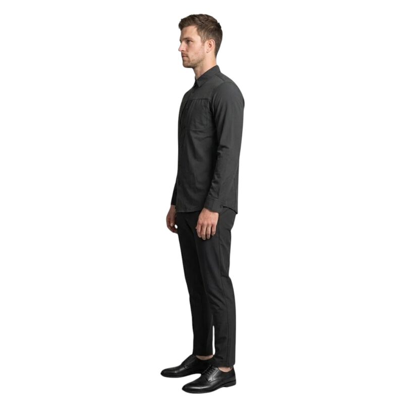 Atlo Camisa Lisa Manga Larga Black Para Hombre image number null