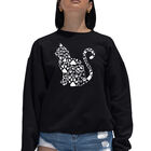 Sudadera De Cuello Redondo Word Art Para Mujer - Garras de Gato - Negro