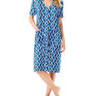 Vestido Corto de Viscosa con Botones Azul