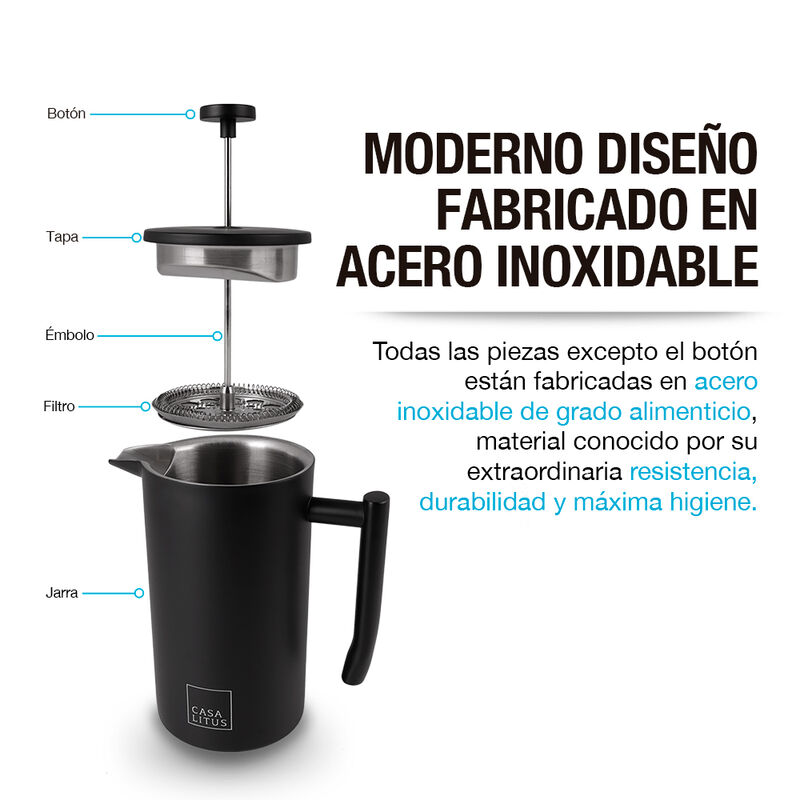 Cafetera Prensa Francesa de Acero Inoxidable Do... image number null