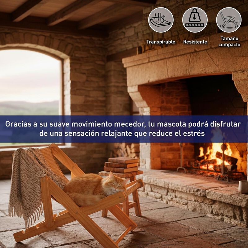 Mecedora para Gato con Rascador de Yute y Base ... image number null