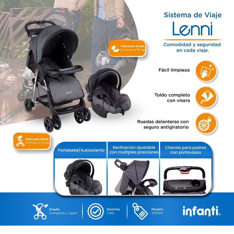 Carriola Travel System Lenni Gris Hasta 15 kg C... image number null