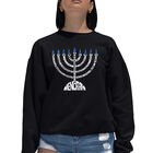 Sudadera De Cuello Redondo Word Art Para Mujer - Menorah - Negro