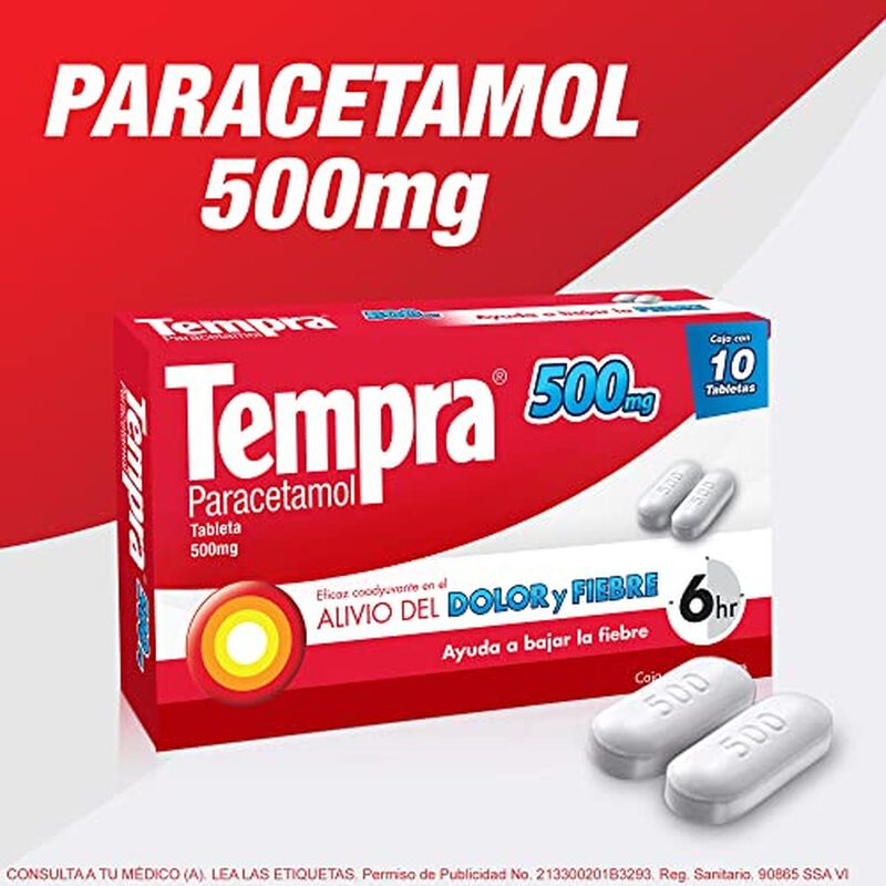 Tempra 500mg Paracetamol, Dolor Y Fiebre, Caja ... image number null