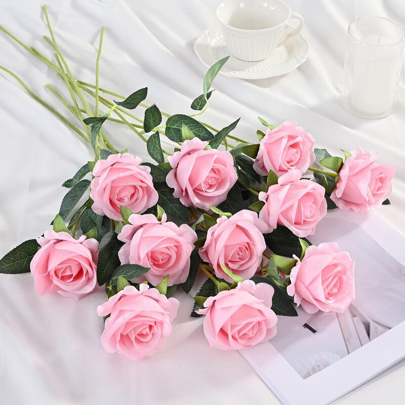 Flores Artificiales Yastouay Rosas Rosadas 300 ... image number null
