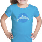 Camiseta Word Art Para Ni&ntilde;a - Especies de Delf&iacute;n - Turquesa