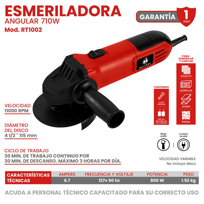 Esmeriladora Angular 710 W RAITOOL RT1002 image number null