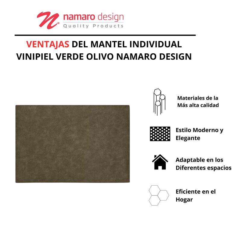 Mantel Individual 4 Piezas Vinipiel Verde Oliv ... image number null