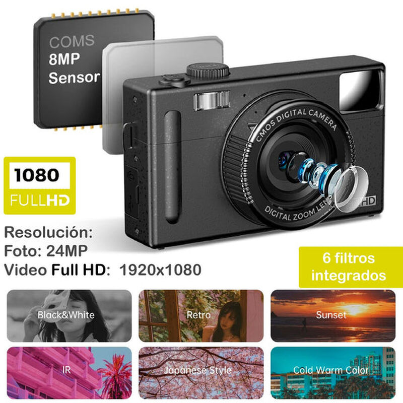 Cámara Digital Vak Cdr1 Lcd 3' 24mp Video Efect... image number null