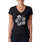 Camiseta De Cuello En V Word Art Para Mujer - Mahalo- Negro