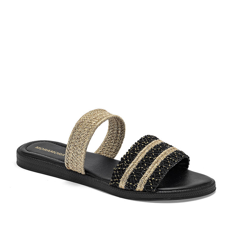 Moramora sandalia piso para mujer negro dorado ... image number null