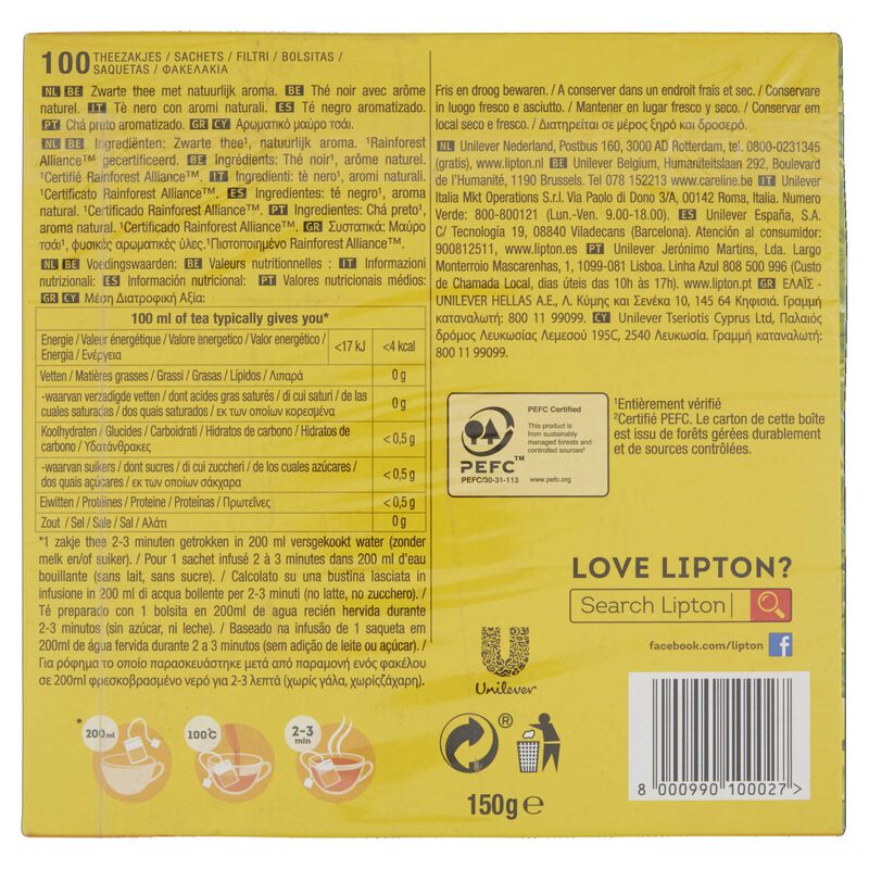 100 Bolsitas De T&eacute; Tea Lipton Yellow Label image number null