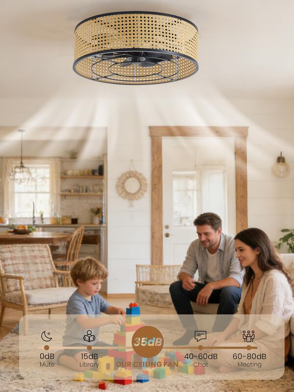 Ventilador De Techo Jorbeca 51 cm Boho De Rat&aacute;n... image number null