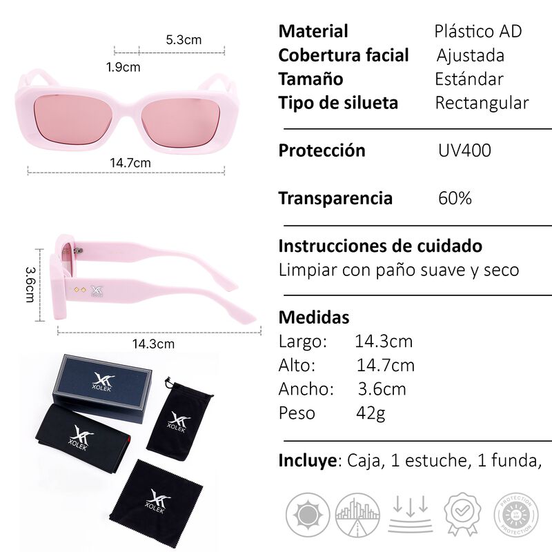 Lentes De Sol Xolek 152 Moda Retro Rectangular ... image number null