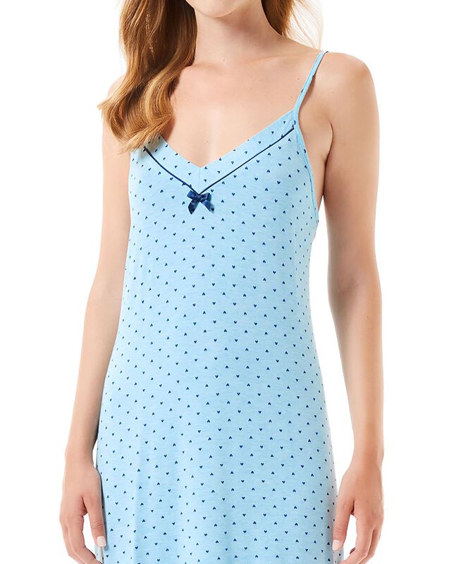 Camis&oacute;n Corto de Mujer con Corazones Turquesa image number null