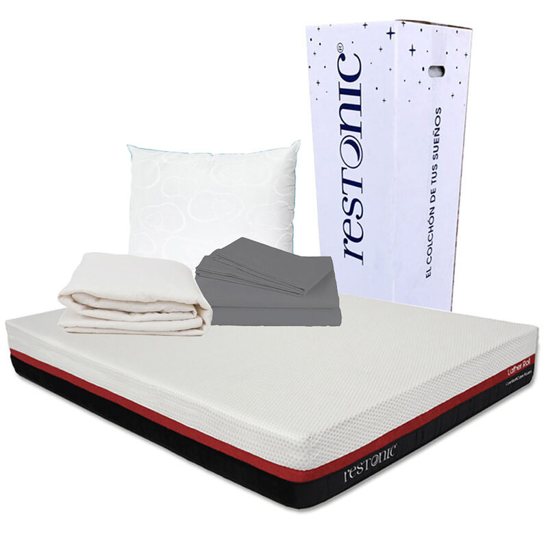 Colch&oacute;n Matrimonial Restonic Lather + Almohada ... image number null