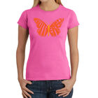 Camiseta Word Art Para Mujer - Mariposa- Rosa