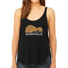 Tank Top Holgado Premium Word Art Para Mujer - Guitarra de Nashville- Negro