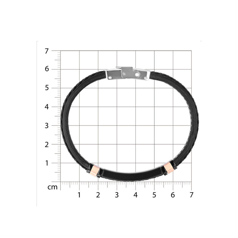 Pulsera De Piel Con Aplicaciones De Acero Negro... image number null