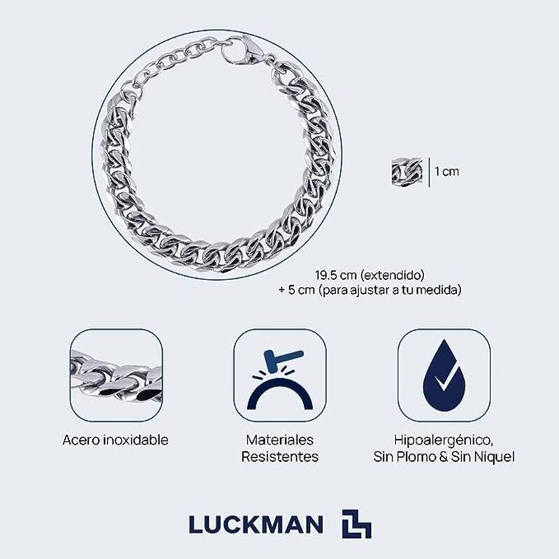 Pulsera Hombre, Brazalete Esclava Plata Oro, Re... image number null
