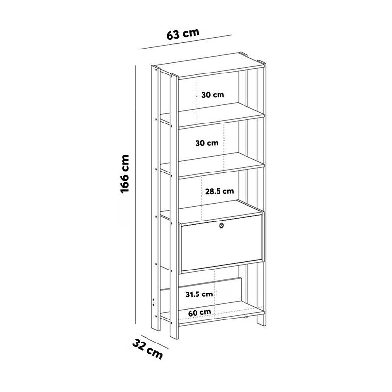 Librero Bertolini Match Pino Negro image number null