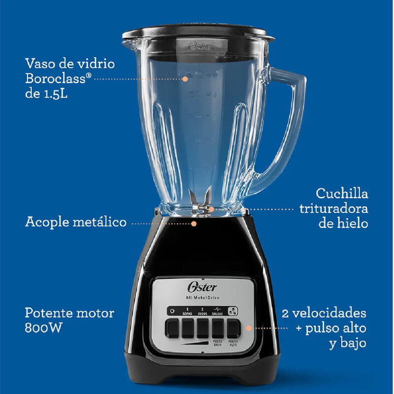 Licuadora OSTER Vaso de vidrio 2 Velocidades 1.... image number null