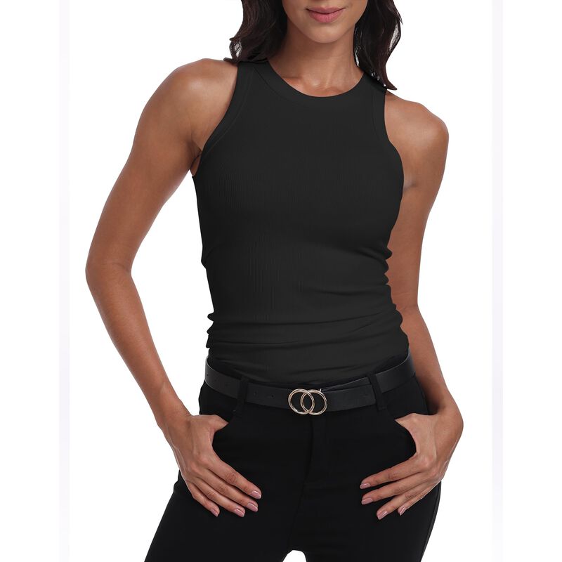 Top Sin Mangas GEMBERA Negro De Punto Acanalado image number null