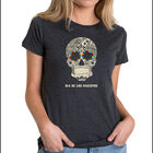 Camiseta Mezcla Premium Word Art Para Mujer - D&iacute;a de Muertos- Negro