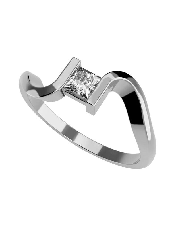 Anillo de Compromiso en Oro Blanco 10K con Circ... image number null