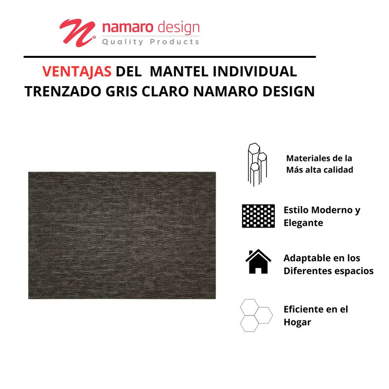 Mantel Individual 4 Piezas Trenzado Gris Claro ... image number null