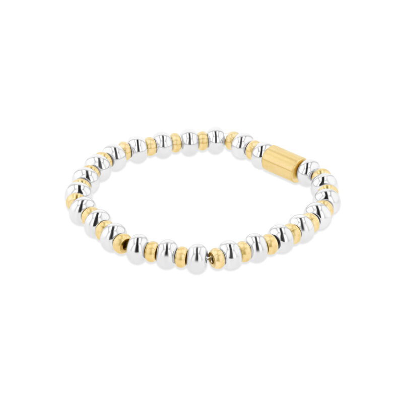Pulsera De Cuentas De Acero Color Plata Y Dorad... image number null