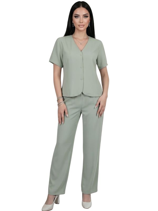 Conjunto 2 Piezas, Blusa De Manga Corta Con Bot... image number null