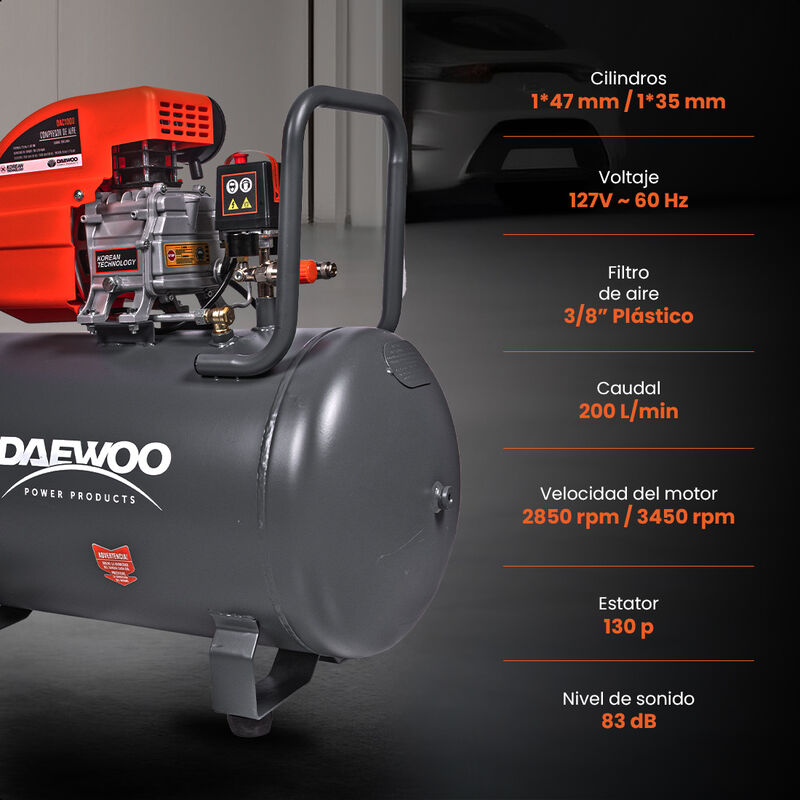 Daewoo Compresor de Aire 100 Litros 2 HP 8 Bar/... image number null