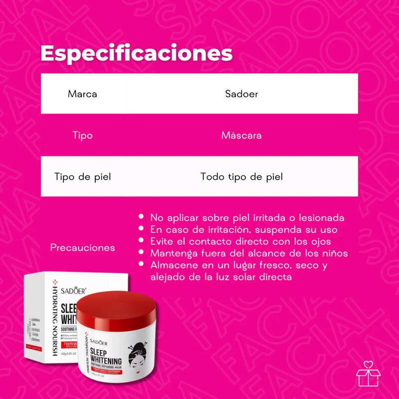 Pack 3 Mascarilla Para Dormir &Aacute;cido K&oacute;jico Sado... image number null