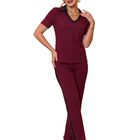 Conjunto 2 Piezas, Blusa De Manga Corta Y Pantal&oacute;n Con Franja Lateral Conj-0242 Vino Conjunto Moderno Casual Para Mujer