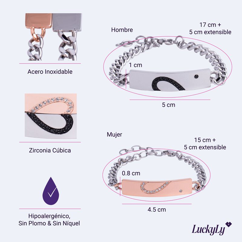 Pulseras Parejas Novios Tipo Esclava Regalos Na... image number null