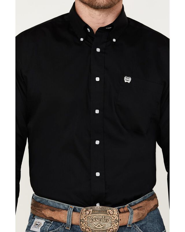 Camisa Cinch De Corte Cl&aacute;sico, Manga Larga, Neg... image number null