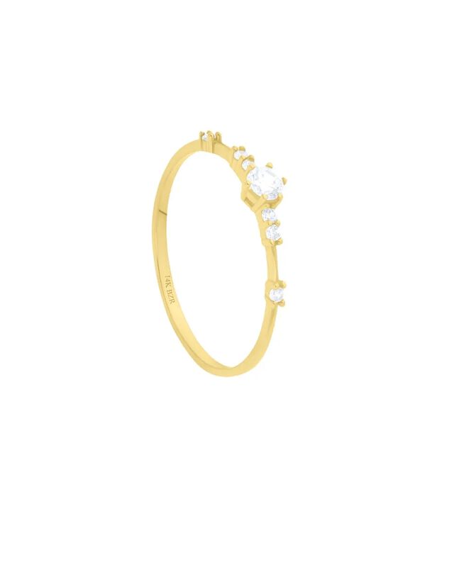 Anillo De Oro Amarillo 14k Con Zirconia - Kr007... image number null